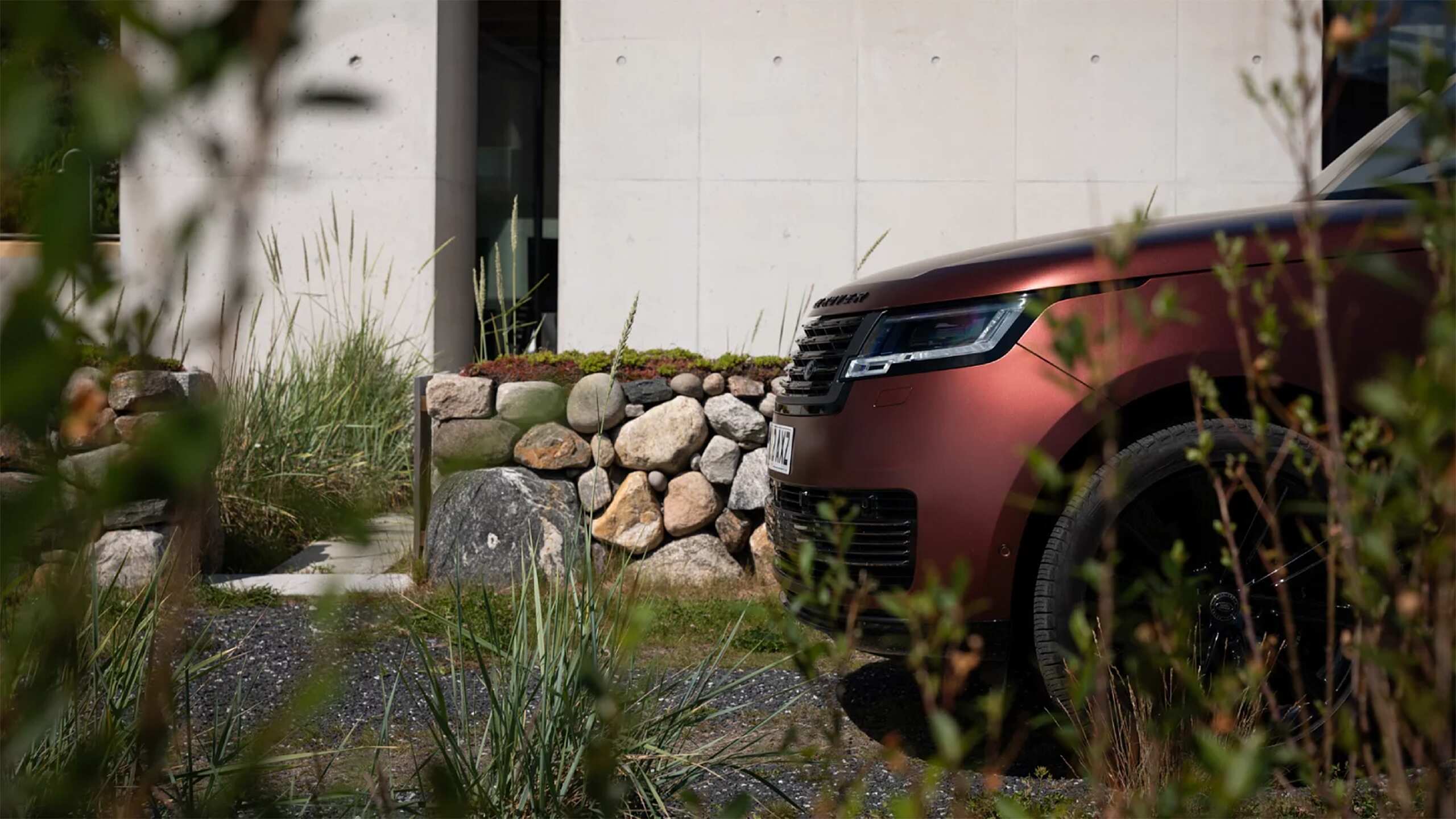 Range Rover parked in house